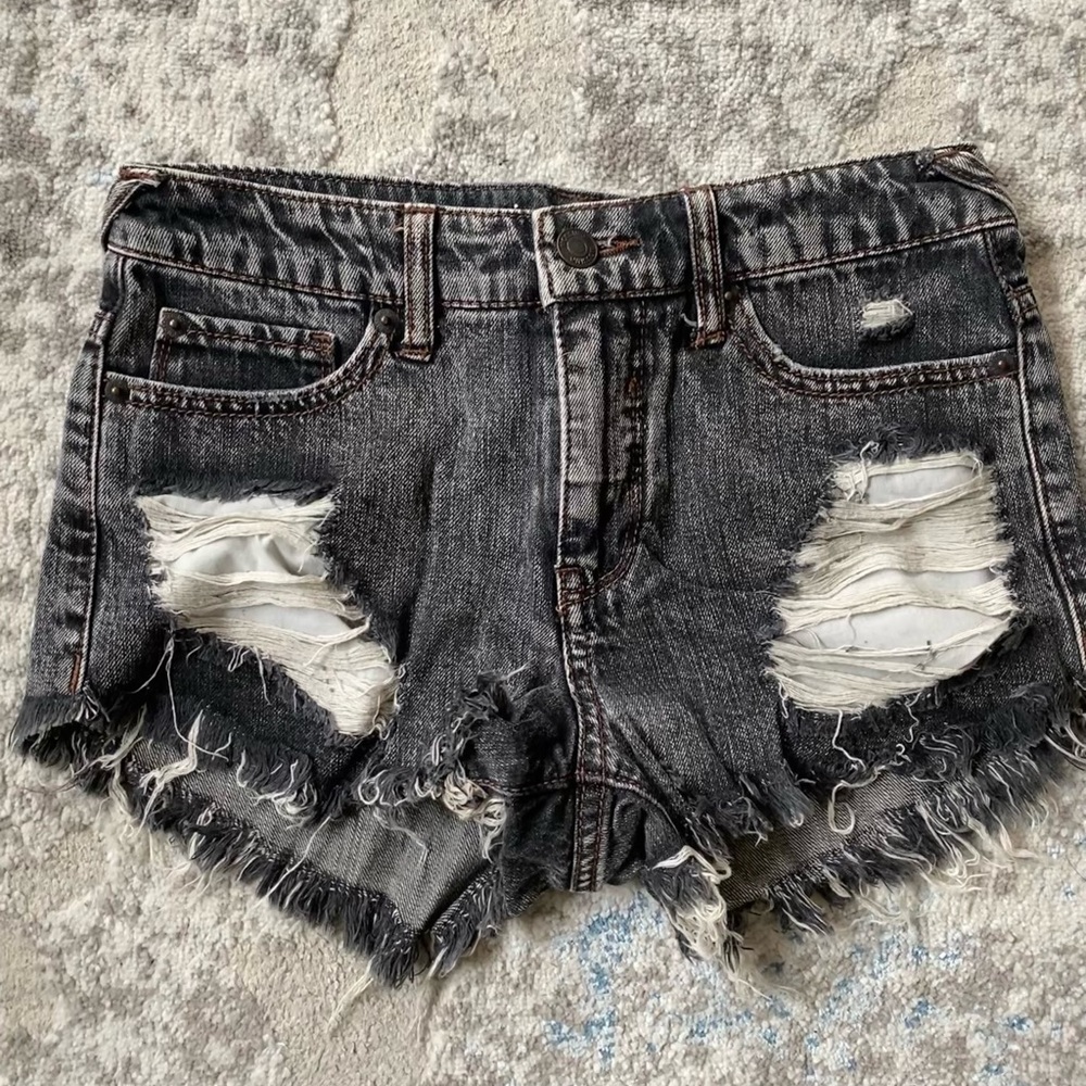 High Rise Shortie Jean Shorts